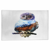 Owl Double Exposure Illustration Rugs 108368959