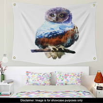 Owl Double Exposure Illustration Wall Art 108368959