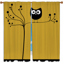 Owl In Tree Window Curtains 54392907