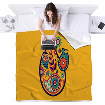 Owl Mandala Floral Colorful Design Blankets 230630351