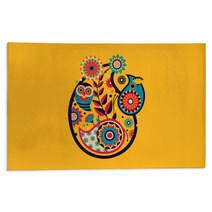 Owl Mandala Floral Colorful Design Rugs 230630351