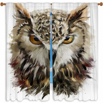 Owl Window Curtains 128894443