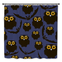 Owls And Bats Seamless Pattern Bath Decor 68362600