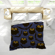Owls And Bats Seamless Pattern Bedding 68362600