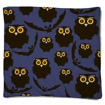 Owls And Bats Seamless Pattern Blankets 68362600