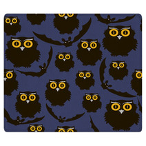 Owls And Bats Seamless Pattern Rugs 68362600