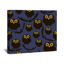 Owls And Bats Seamless Pattern Wall Art 68362600