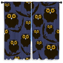 Owls And Bats Seamless Pattern Window Curtains 68362600