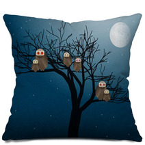 Owls At Night Vector Pillows 62719382