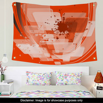 Paint Splashes Bouquet Isolated On Orange Background Wall Art 71248524