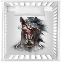 Painted Colored Horse Portrait Isolated In Front Nursery Decor 217580520