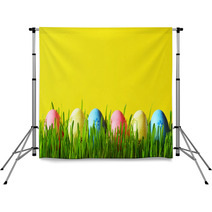 Painted Easter Eggs In A Green Grass On A Meadow Backdrops 193610165