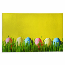Painted Easter Eggs In A Green Grass On A Meadow Rugs 193610165