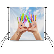 Painted Hands With Smile Backdrops 65761005