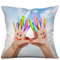 Painted Hands With Smile Pillows 65761005