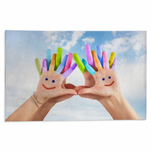 Painted Hands With Smile Rugs 65761005