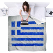 Painting Of The National Flag Of Greece Blankets 62761395