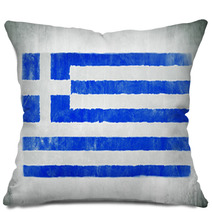 Painting Of The National Flag Of Greece Pillows 62761395