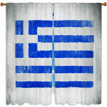 Painting Of The National Flag Of Greece Window Curtains 62761395