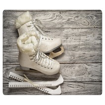 Pair Of White Ice Skates With Copy Space Rugs 133802702