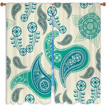 Paisley Seamless Background Window Curtains 24511819