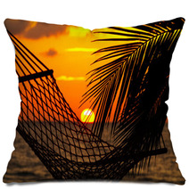 Palm, Hammock And Sunset Pillows 3450621