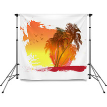 Palm On Sunset Background Backdrops 68715101