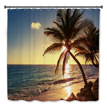 Palm Tree On The Tropical Beach Bath Decor 83274893
