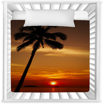 Palm Tree Silhouette At Sunset, Chang Island, Thailand Nursery Decor 70237827