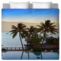 Palm Trees And A Sunset Over The Sea .. Bedding 67363686