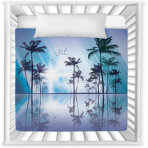 Palm Trees At Sunset  With Reflection In Water Nursery Decor 56669272