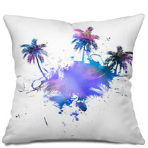 Palm Trees Grunge Pillows 13116632
