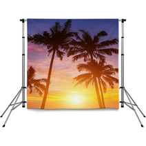Palm Trees On The Background Of A Beautiful Sunset Backdrops 44198281