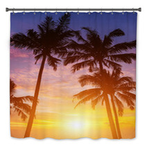 Palm Trees On The Background Of A Beautiful Sunset Bath Decor 44198281