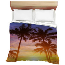 Palm Trees On The Background Of A Beautiful Sunset Bedding 44198281