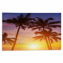 Palm Trees On The Background Of A Beautiful Sunset Rugs 44198281