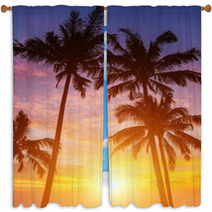 Palm Trees On The Background Of A Beautiful Sunset Window Curtains 44198281