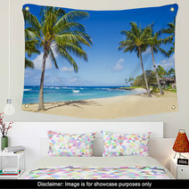 Palm Trees On The Sandy Beach In Hawaii Wall Art 53431750