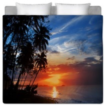 Palm Trees Silhouette And A Sunset Over The Sea Bedding 67363665