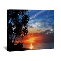 Palm Trees Silhouette And A Sunset Over The Sea Wall Art 67363665