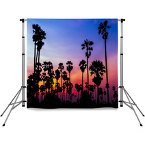 Palm Trees Silhouette On Beautiful Sunset Backdrops 64715167