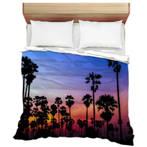 Palm Trees Silhouette On Beautiful Sunset Bedding 64715167