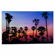 Palm Trees Silhouette On Beautiful Sunset Rugs 64715167