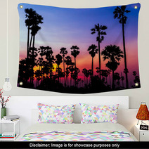 Palm Trees Silhouette On Beautiful Sunset Wall Art 64715167