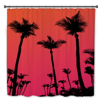 Palm Trees Sunset Silhouette Bath Decor 44135719