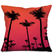Palm Trees Sunset Silhouette Pillows 44135719