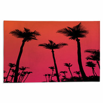 Palm Trees Sunset Silhouette Rugs 44135719