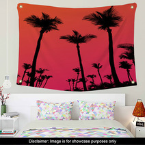 Palm Trees Sunset Silhouette Wall Art 44135719