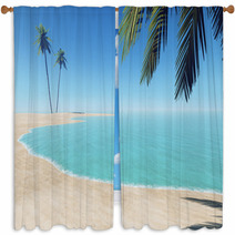 Palms On The Beach #2 Window Curtains 48873258