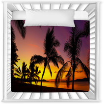 Palms Silhouettes On A Tropical Beach At Sunset Nursery Decor 53244111